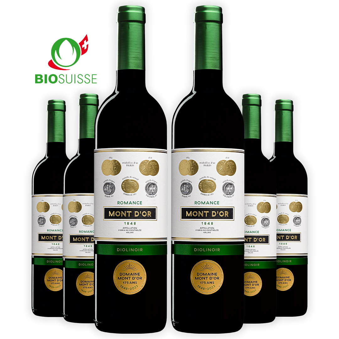 "Romance" 75 cl, Diolinoir Alte Reben, Schweizer Rotwein, AOC Wallis, 75cl
