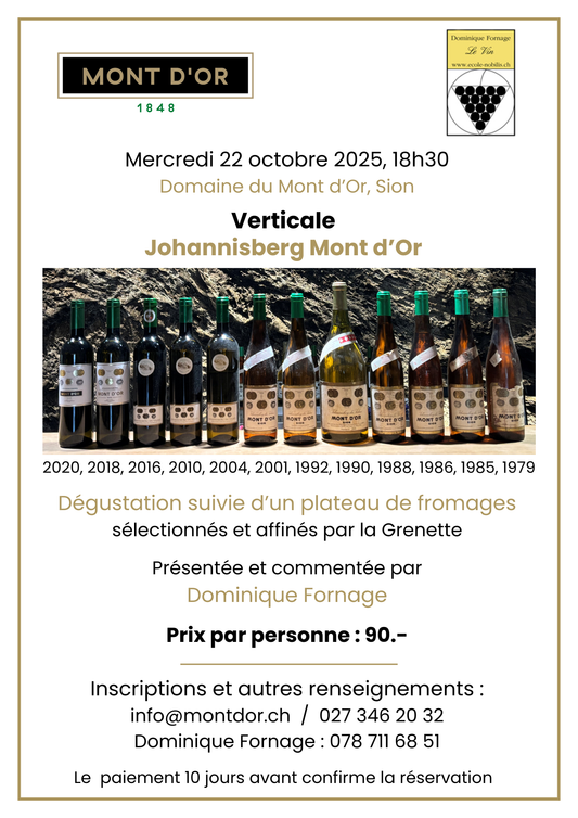 Verticale Johannisberg Mont d’Or – Dégustation exclusive de 12 vins