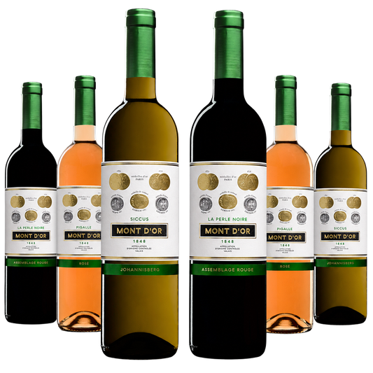 Carton découverte 6 bouteilles Rosé "Pigalle"; Johannisberg "Siccus" et Assemblage Rouge "La Perle Noire"